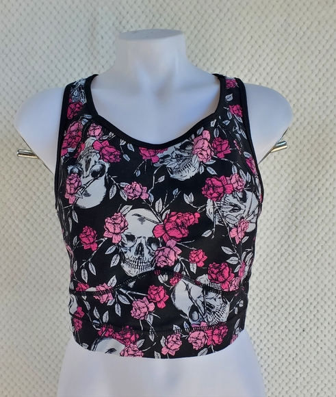 TORRID Active Floral Sports Bra Black Skulls And Roses Desing LONGLINE RETIRED … - Picture 1 of 6